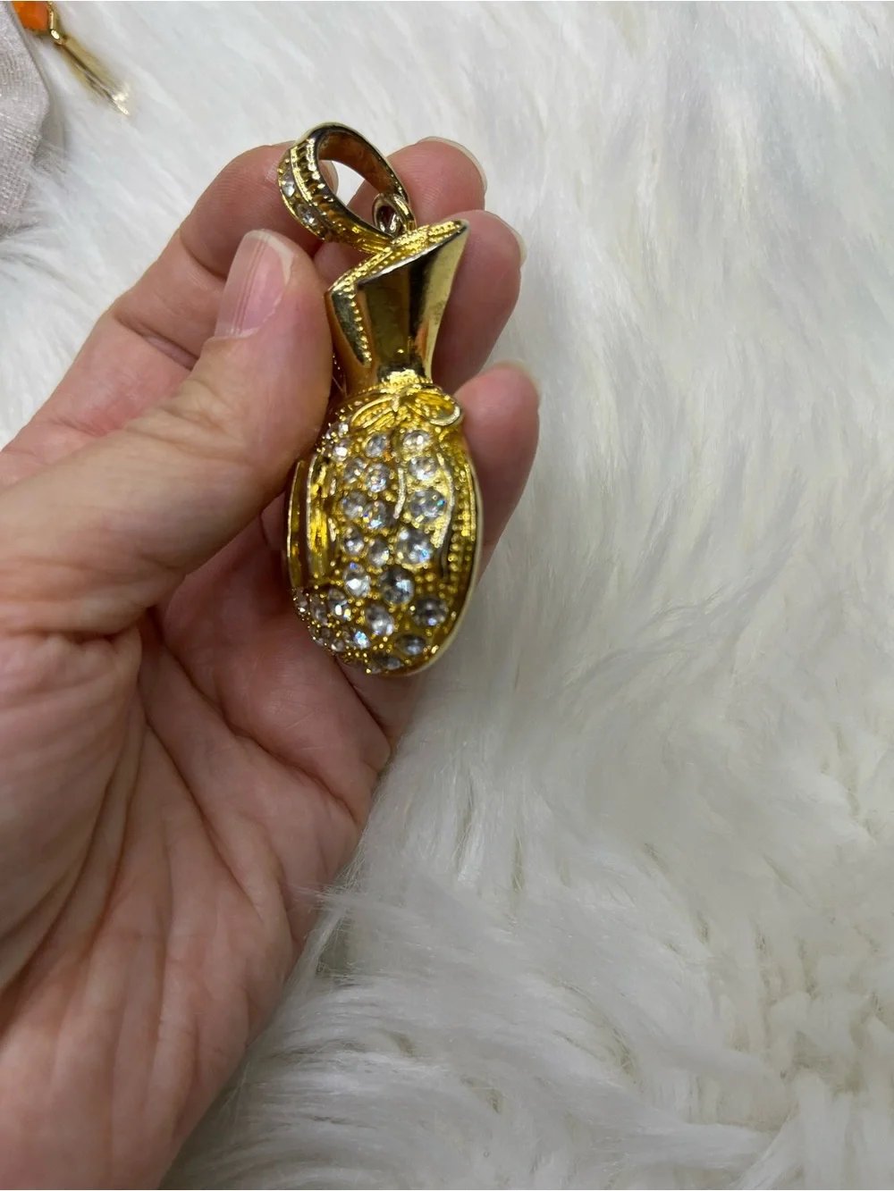 Gold Tone Money Bag Pendant